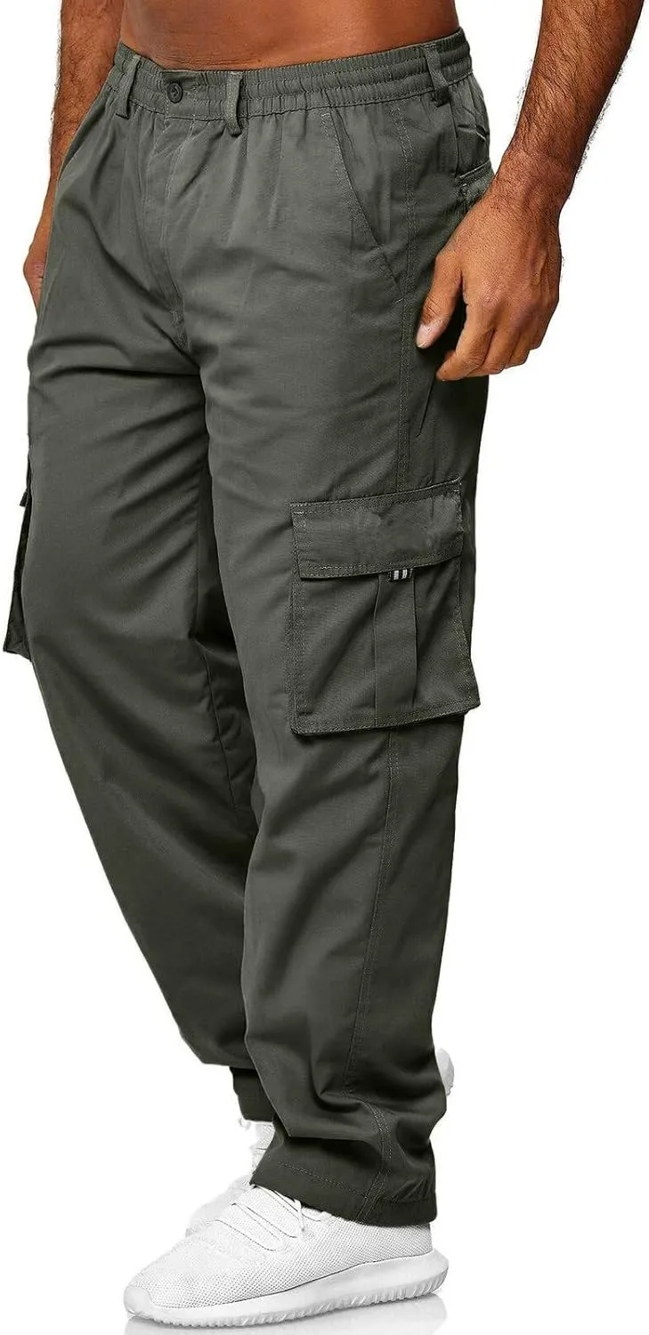 Mens Workout Cargo Sweatpants Casual Trousers Pants Sweatpants for Men with Pockets Men's Basic Active Tapered Jogger
