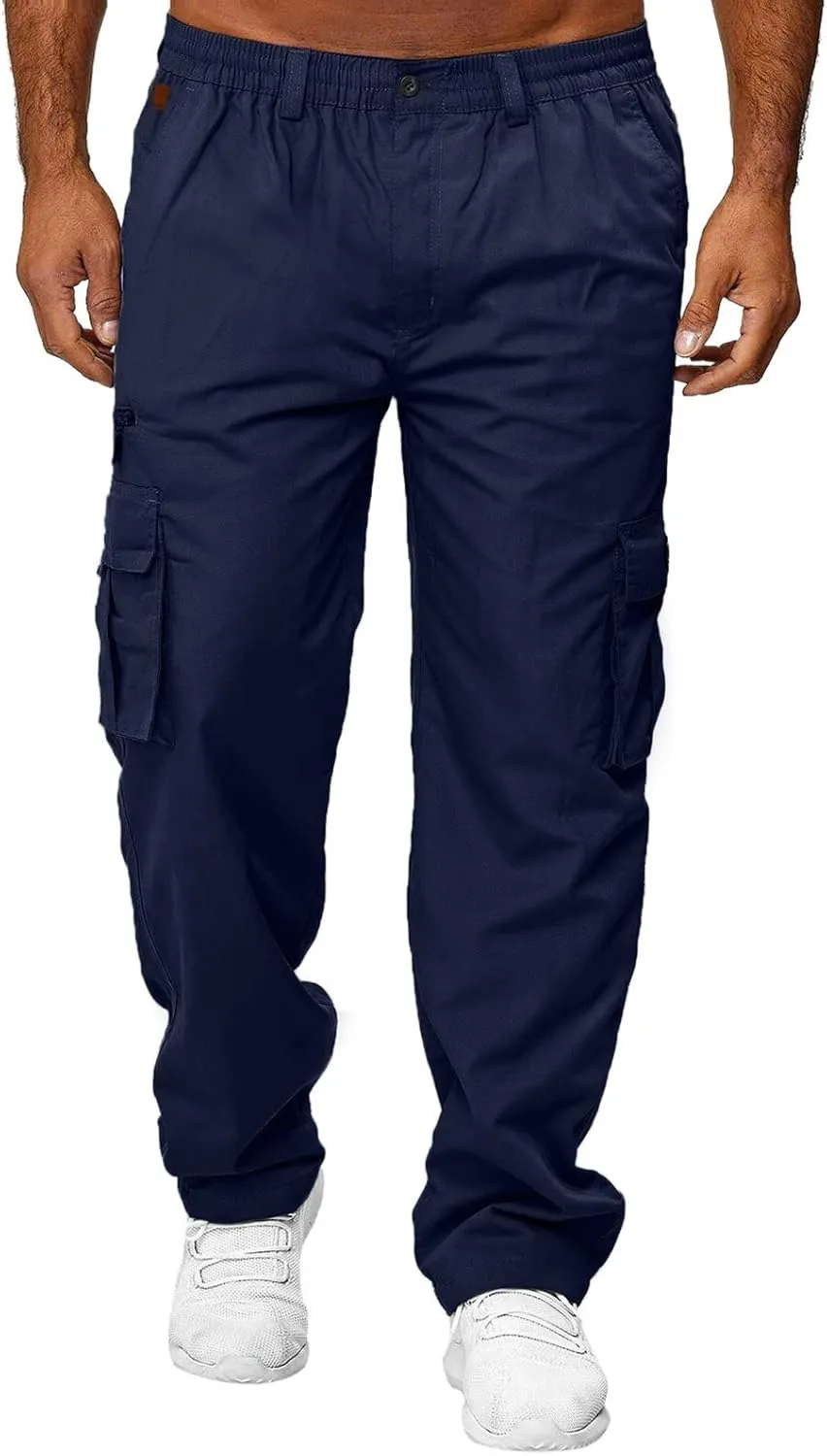 Mens Workout Cargo Sweatpants Casual Trousers Pants Sweatpants for Men with Pockets Men's Basic Active Tapered Jogger