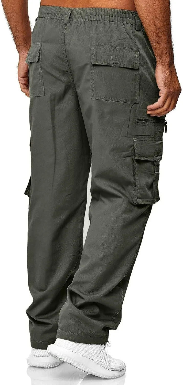 Mens Workout Cargo Sweatpants Casual Trousers Pants Sweatpants for Men with Pockets Men's Basic Active Tapered Jogger