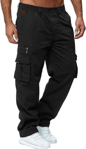 Mens Workout Cargo Sweatpants Casual Trousers Pants Sweatpants for Men with Pockets Men's Basic Active Tapered Jogger