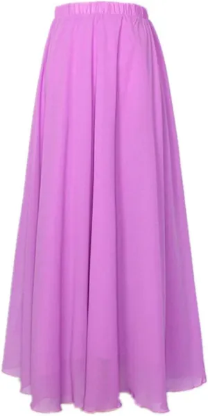 MULLSAN Women Retro Vintage Double Layer Chiffon Pleat Maxi Long Skirt Dress