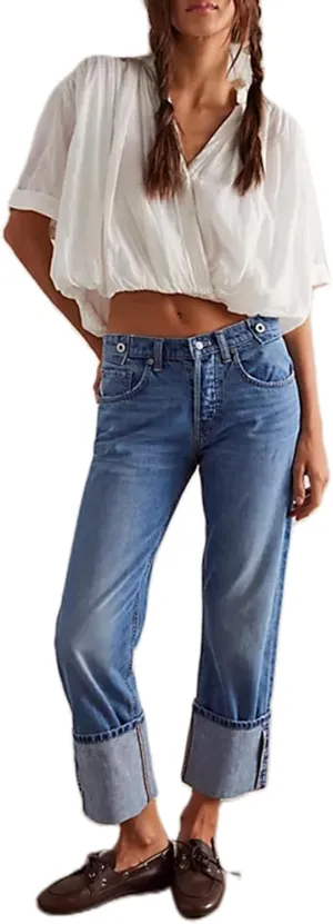 Mxiqqpltky Womens Mom Jeans High Waisted Baggy Boyfriend Jeans Y2k Straight Wide Leg Cuffed Hem Denim Pants Streetwear