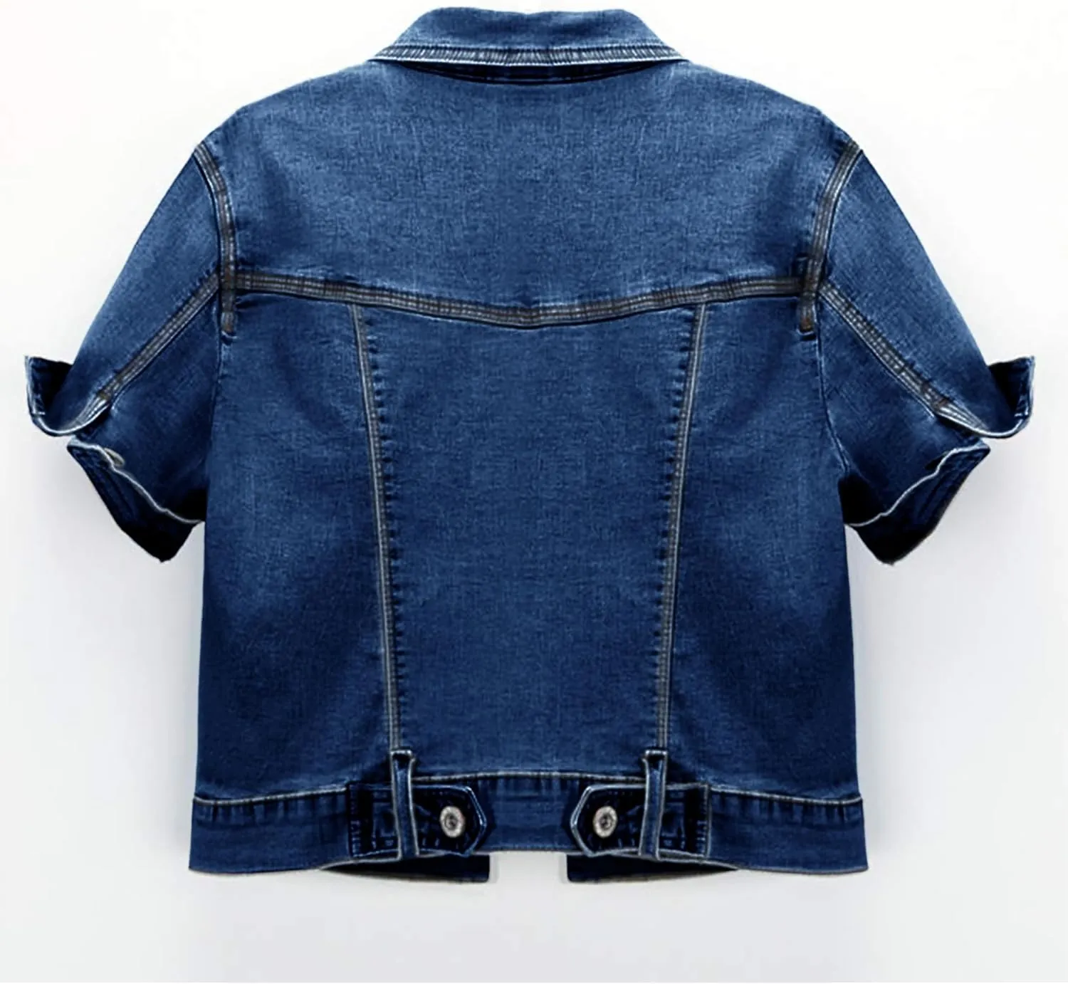 Omoone Women's Summer Short Sleeve Slim Crop Denim Trucker Jacket Jean Coat Tops