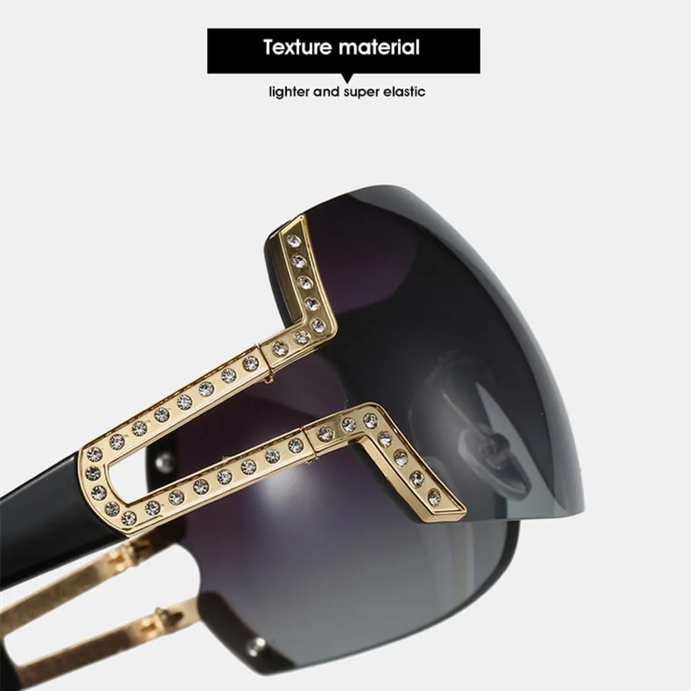 One Piece Punk Rimless Sunglasses Women For Men Fashion Vintage Luxury Sun Glasses Trendy Punk Sport Shades UV400