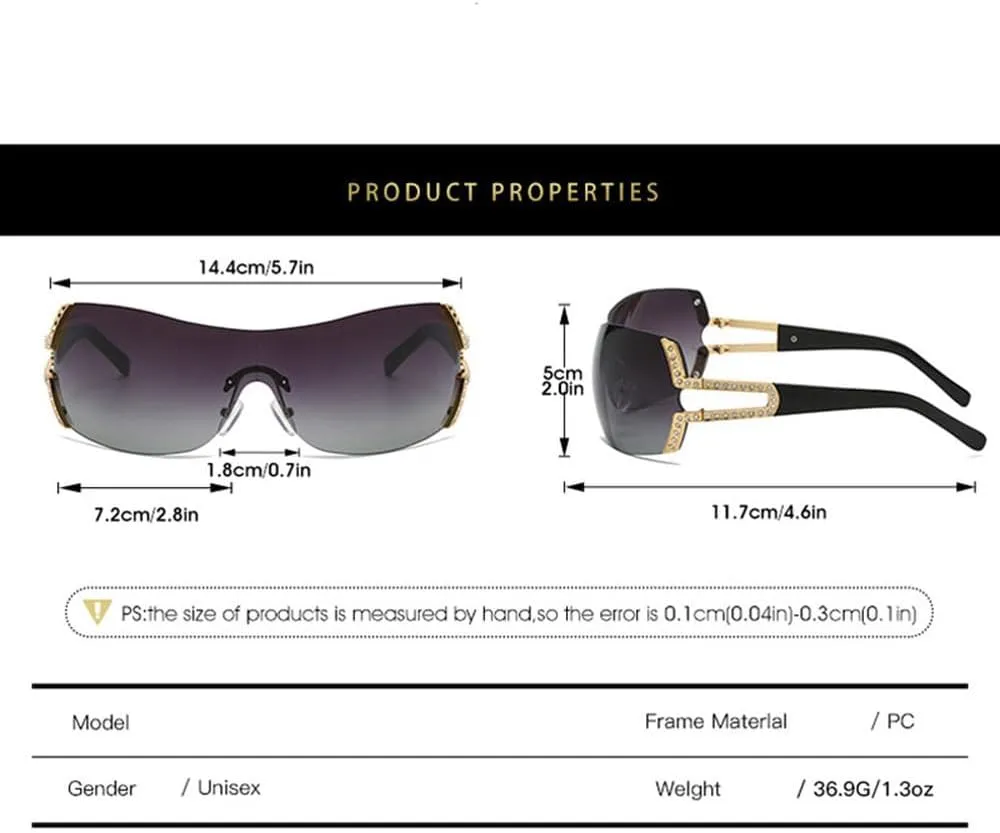 One Piece Punk Rimless Sunglasses Women For Men Fashion Vintage Luxury Sun Glasses Trendy Punk Sport Shades UV400