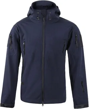 Outdoor Jacket For Men Waterproof Windresistant Fleece Lined Shark Skin Soft Shell Multi-Pocket Coat Quick-Drying Top
