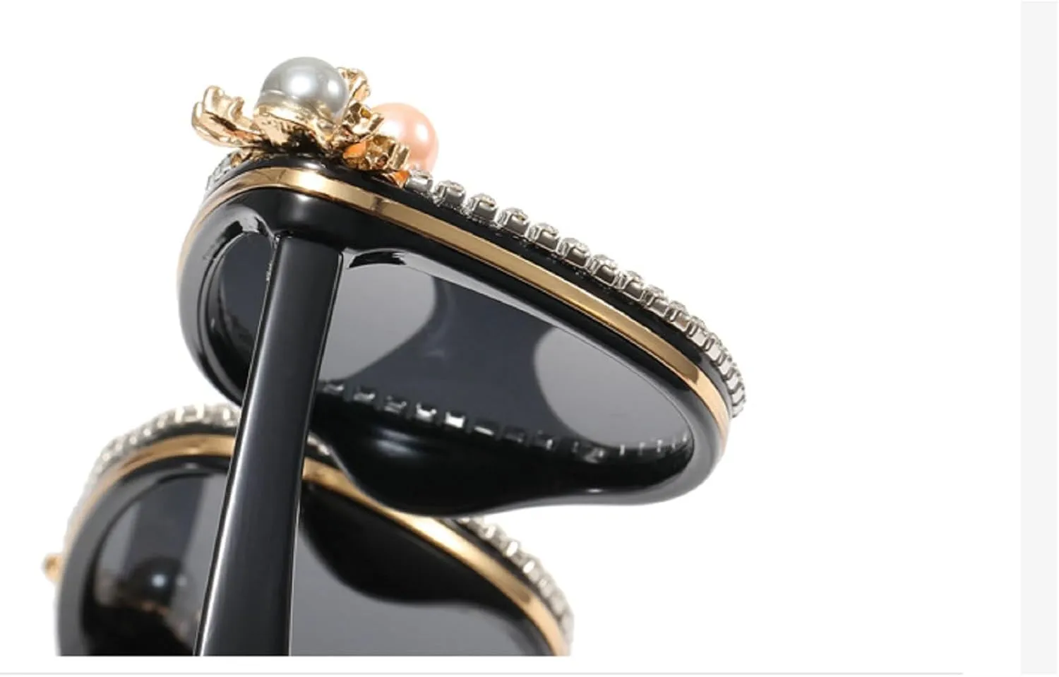 Oval Pearl Sunglasses for Women Luxury Vintage Rhinestone Sun Glasses Party Festival Cat Eye Bling Sunglasses N45