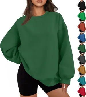 Oversized Crewneck Sweatshirts Women Casual Long Sleeve Pullover Sweaters Drop Shoulder Comfy Fleece Sweatshirts