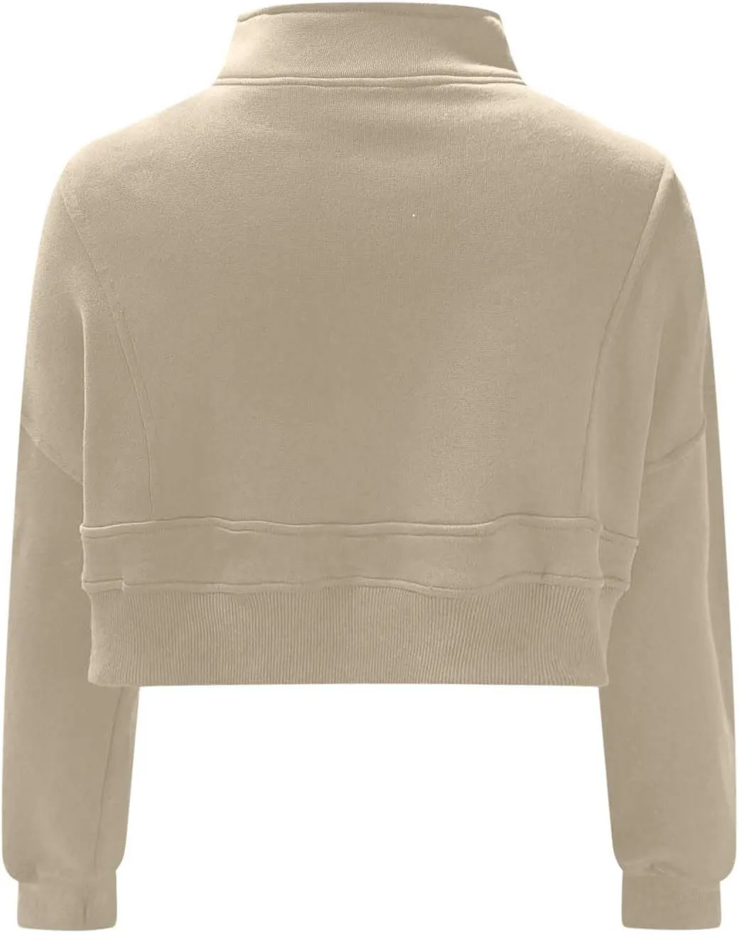 Oversized Half Zipper Cropped Hoodies Sweatshirts for Women2024 Casual V Neck Long Sleeve Solid Color Tunic Tops