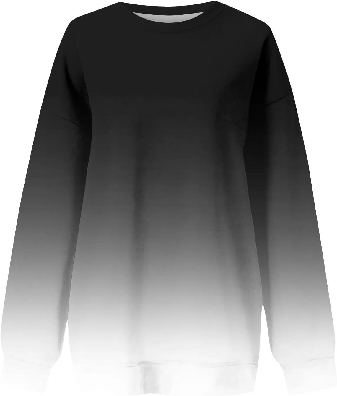 Oversized Sweatshirt for Women Gradient Color Tie-Dye Print Casual Crewneck Sweater Tops Loose Fit Long Sleeve Clothes