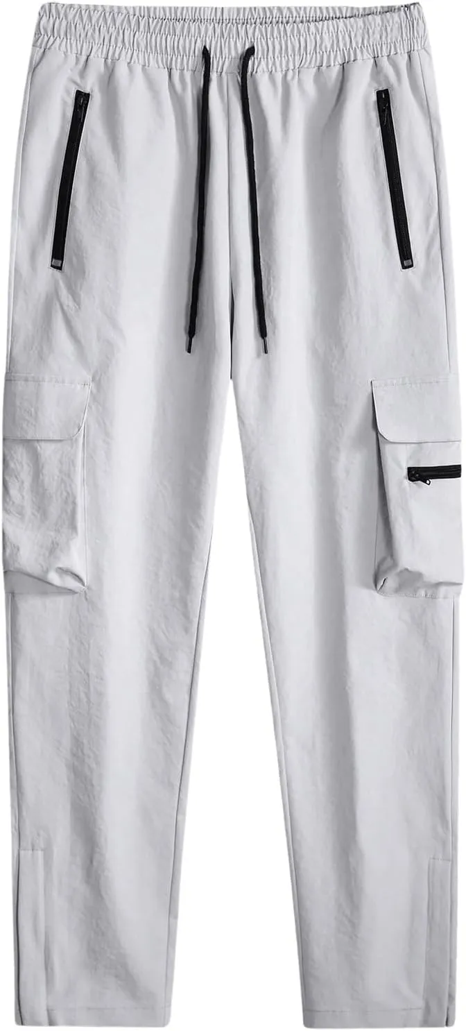OYOANGLE Men's Cargo Joggers Lightweight Quick Dry Athletic Hiking Pants Workout Casual Joggers