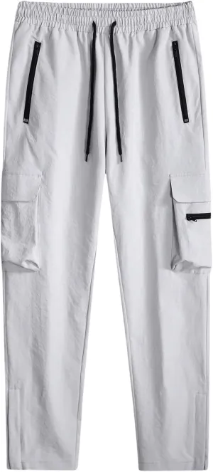 OYOANGLE Men's Cargo Joggers Lightweight Quick Dry Athletic Hiking Pants Workout Casual Joggers