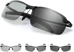 Photochromic Driving Glasses Day and Night 2 in 1 Polarized Sunglasses Anti-Glare UV Protection for Men Women