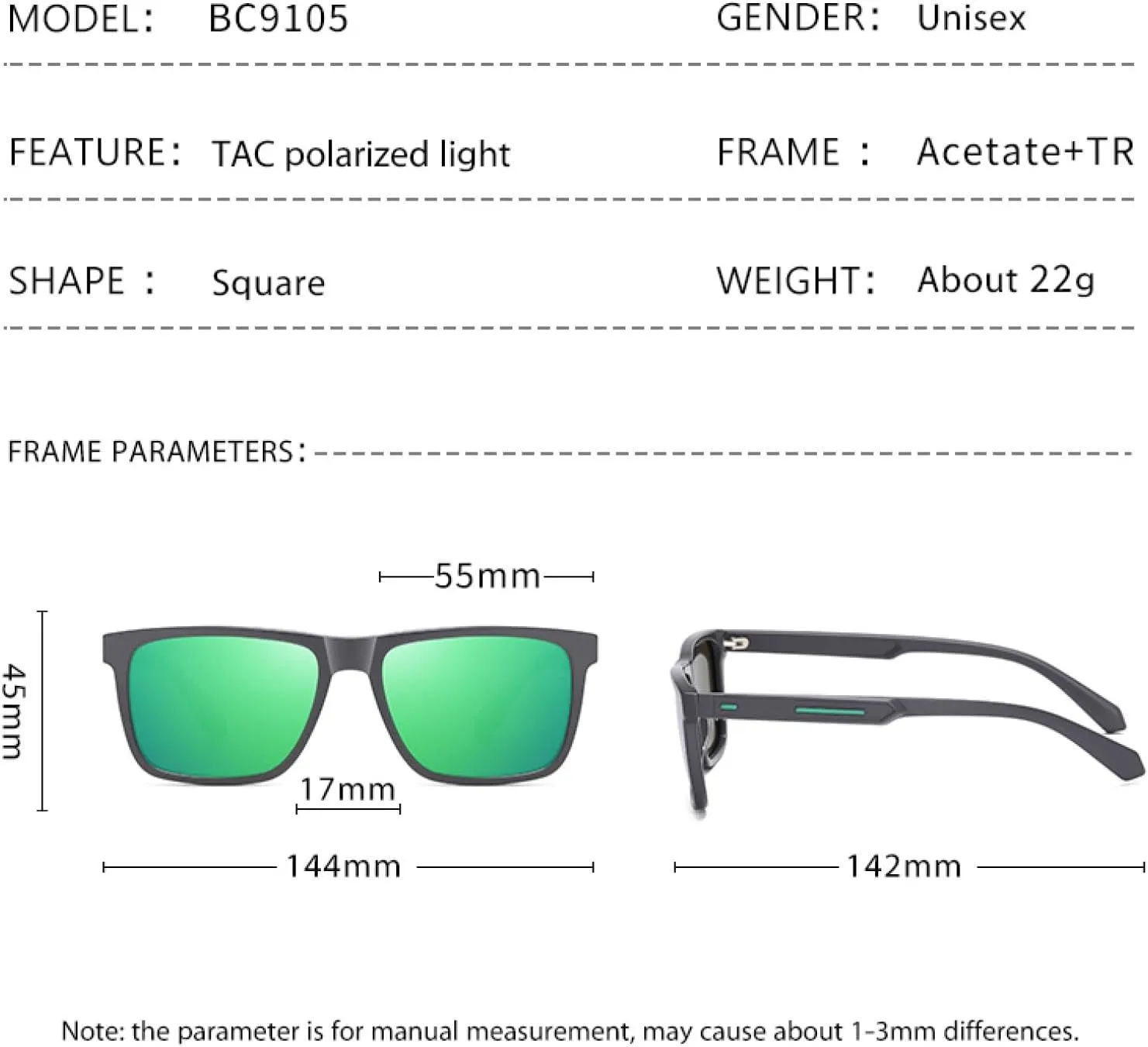 Polarized Sunglasses Men Uv400 Women Acetate Frame Driving Shade