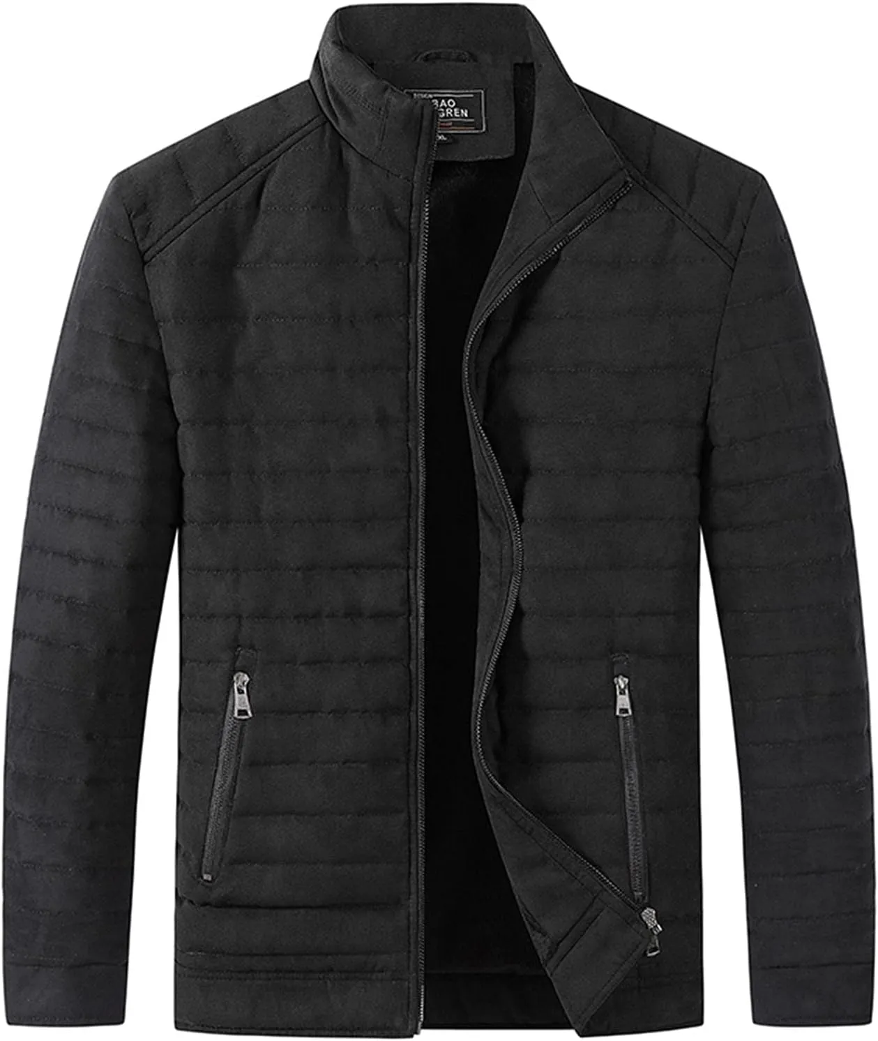 Puffer Jacket for Men, Insulated Full Zip Long Sleeve Puffer Jackets with Pockets Fall Jackets Long Hooded Down Jacket Men