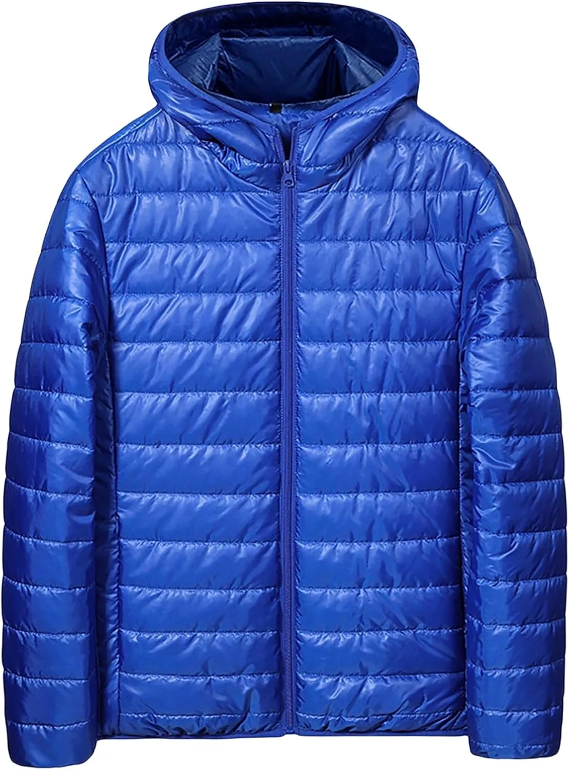 Puffer Jacket Men Lightweight Packable Quilted Jackets Hooded Bubble Winter Down Coat Insulated Thick Outwear Pockets