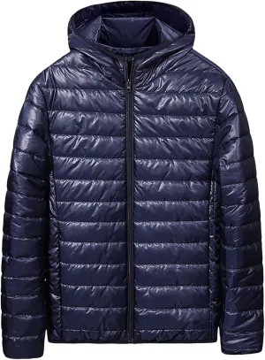 Puffer Jacket Men Lightweight Packable Quilted Jackets Hooded Bubble Winter Down Coat Insulated Thick Outwear Pockets