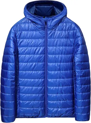 Puffer Jacket Men Lightweight Packable Quilted Jackets Hooded Bubble Winter Down Coat Insulated Thick Outwear Pockets