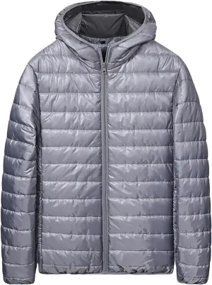 Puffer Jacket Men Lightweight Packable Quilted Jackets Hooded Bubble Winter Down Coat Insulated Thick Outwear Pockets