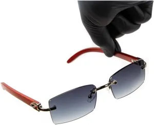 Rimless Silver Frame Cool Blue Gray Tint Hip Hop Rectangle Sunglasses for Women Men Gangster Grey Tint Shades 90s Frameless Small Square Retro Vintage Trendy