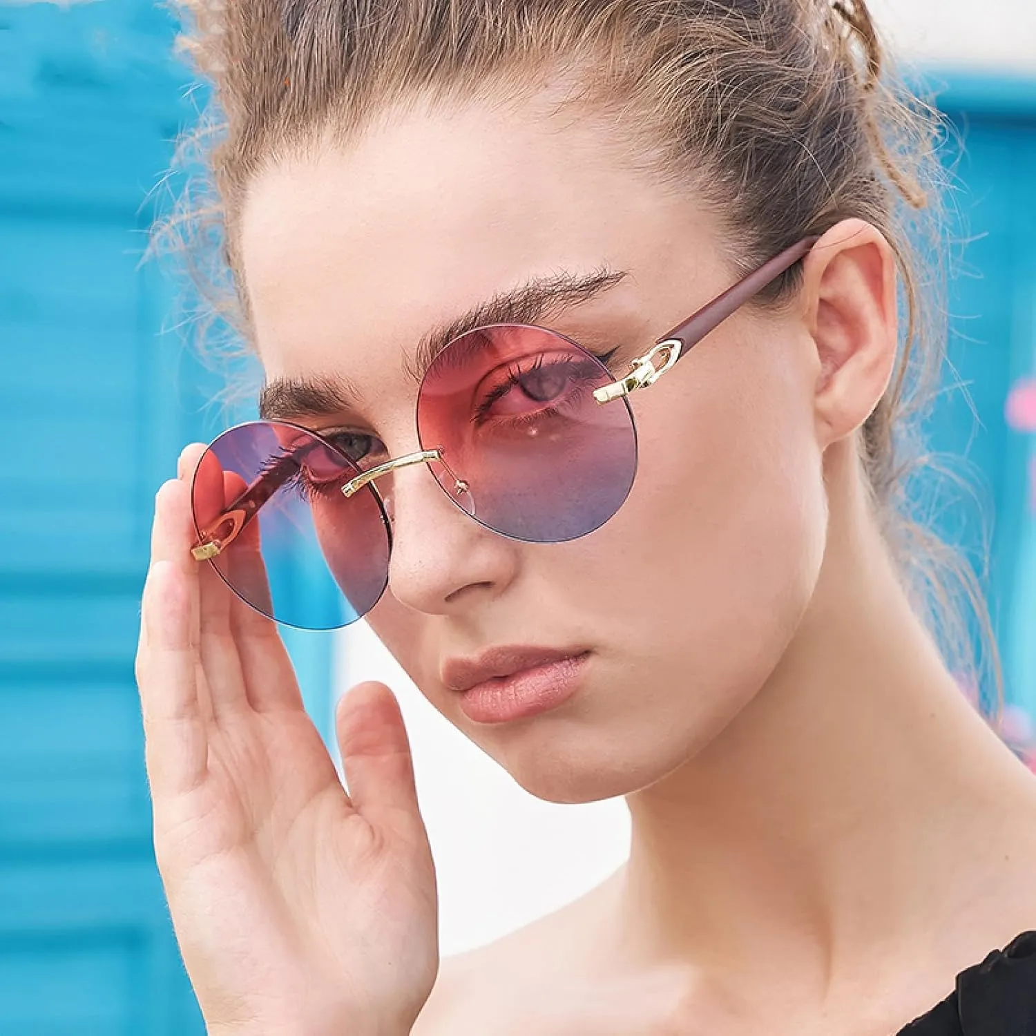 Round Sunglasses Women Luxury Vintage Frameless Glasses for Men Retro Punk Sunglass Steampunk