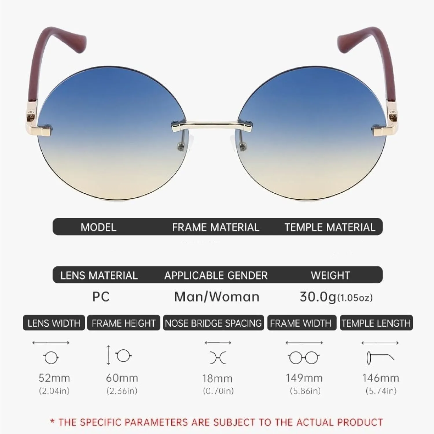 Round Sunglasses Women Luxury Vintage Frameless Glasses for Men Retro Punk Sunglass Steampunk