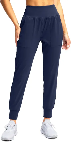 SANTINY Women's Joggers with Pockets High Waisted Athletic Workout Yoga Pants Tapered Jogger Pants for Women