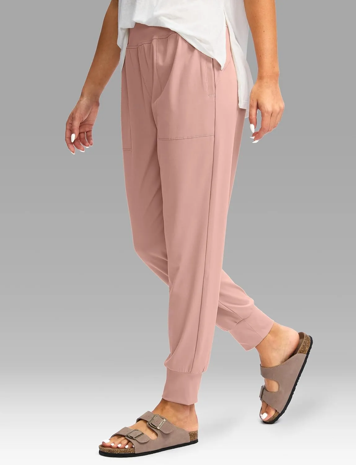 SANTINY Women's Joggers with Pockets High Waisted Athletic Workout Yoga Pants Tapered Jogger Pants for Women