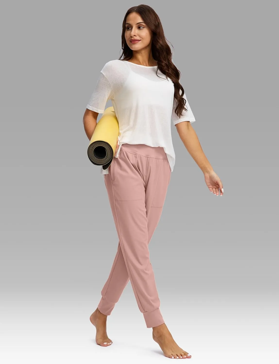 SANTINY Women's Joggers with Pockets High Waisted Athletic Workout Yoga Pants Tapered Jogger Pants for Women