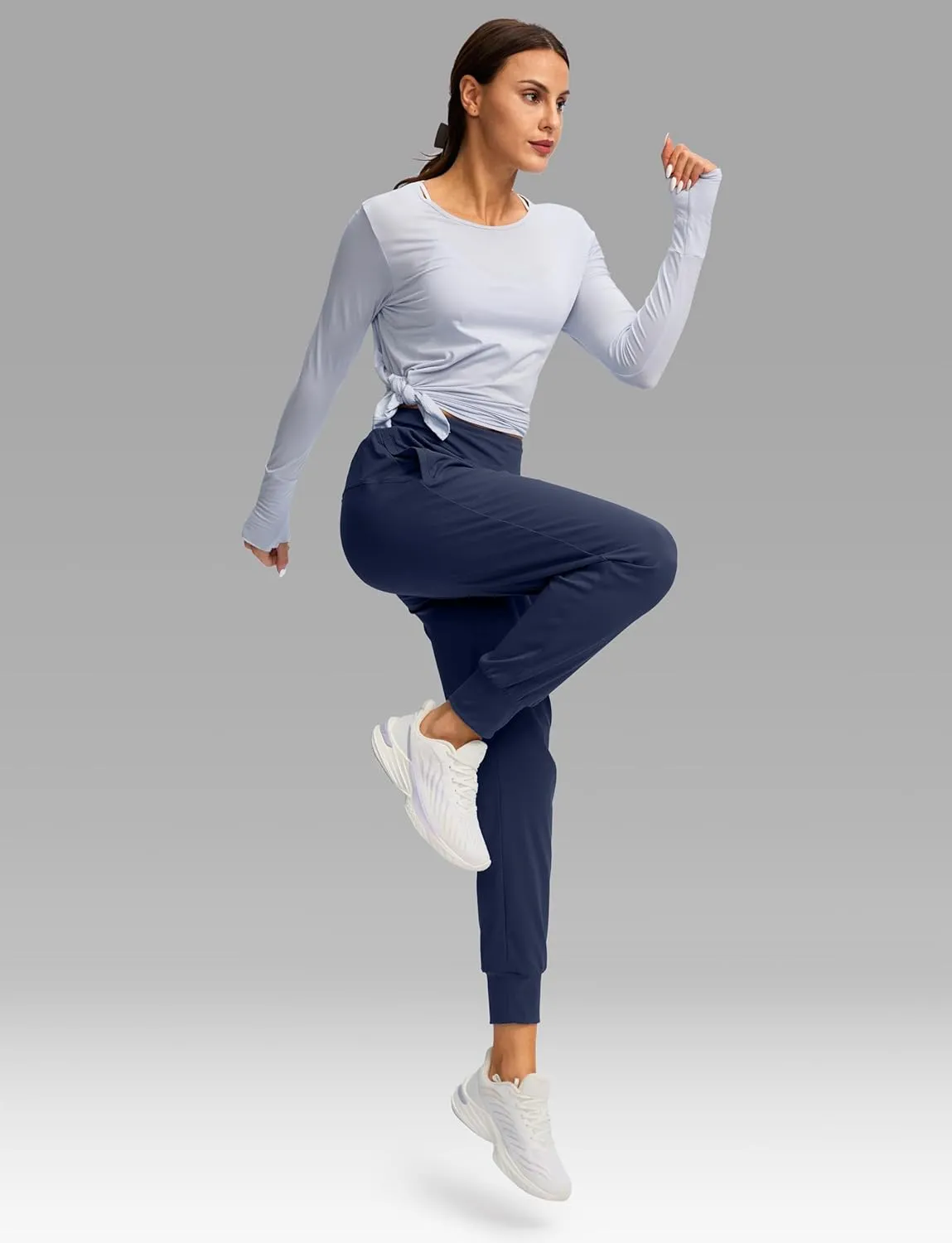 SANTINY Women's Joggers with Pockets High Waisted Athletic Workout Yoga Pants Tapered Jogger Pants for Women