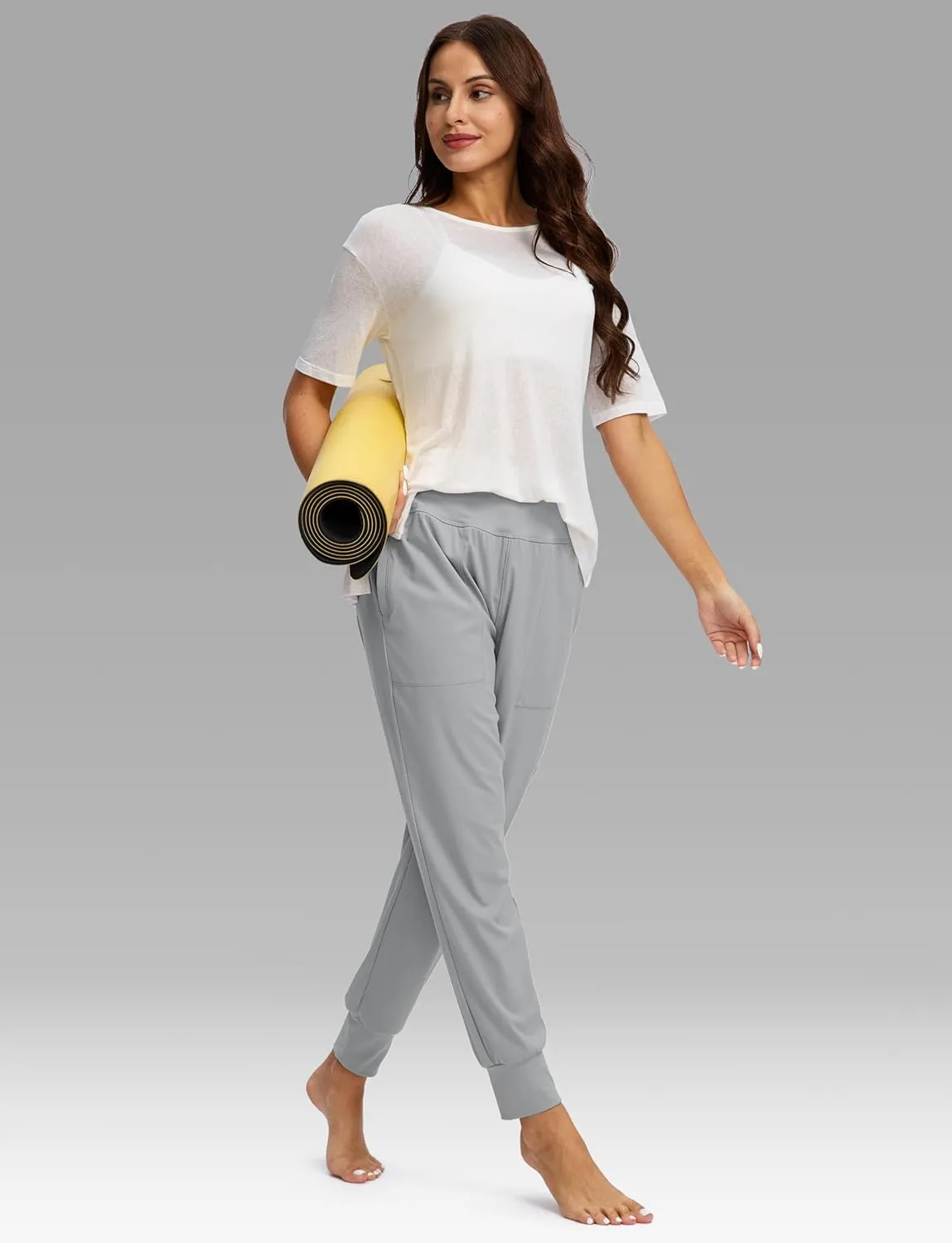 SANTINY Women's Joggers with Pockets High Waisted Athletic Workout Yoga Pants Tapered Jogger Pants for Women