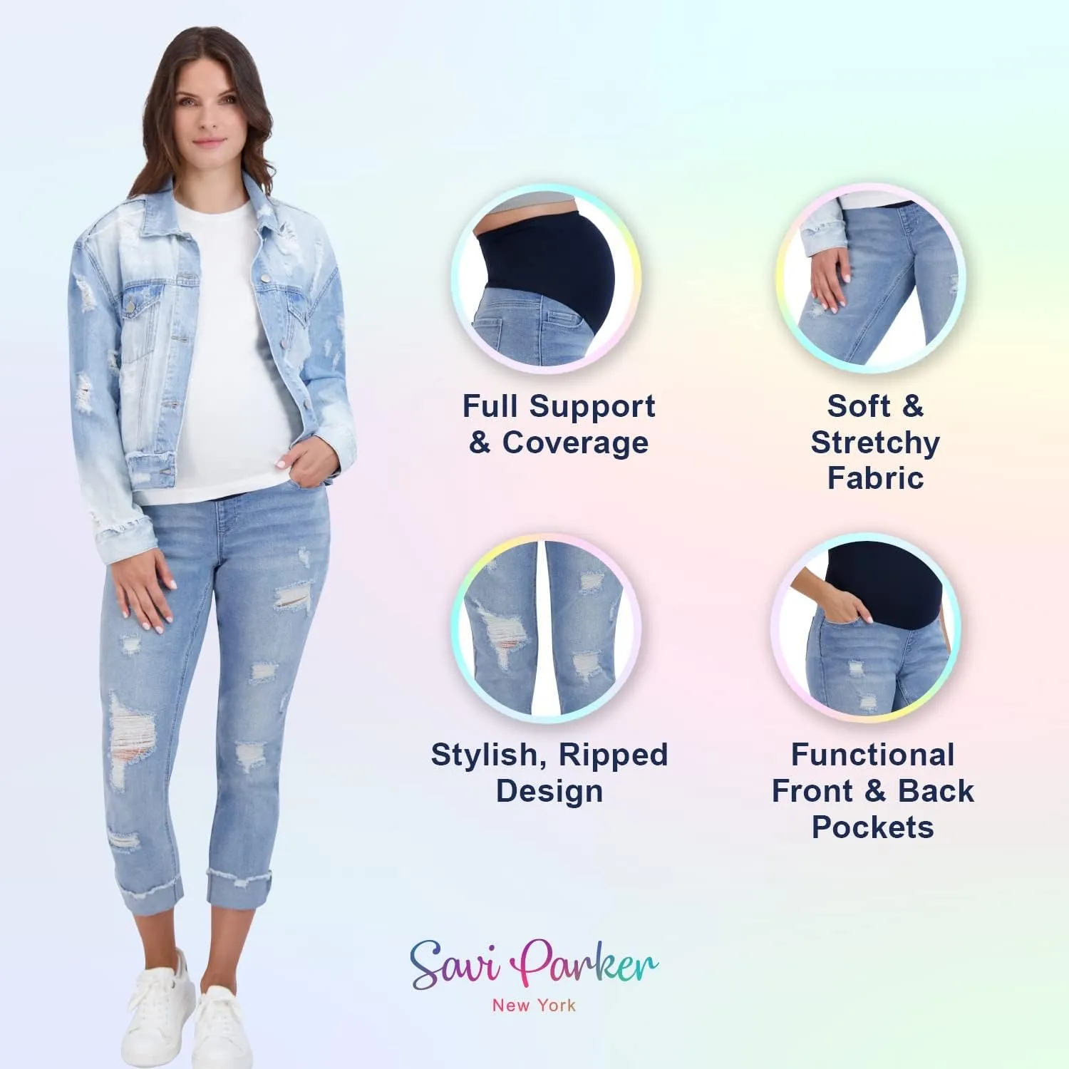 Savi Parker Women’s Maternity Jeans Over The Belly - Pregnancy Clothes for All Seasons, Maternity Pants