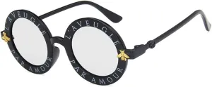Shiratori Unisex Sunglasses Retro Bright Black Grey Drive Holiday Round Non-Polarized UV400