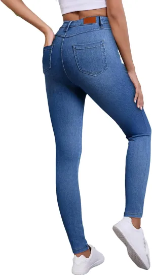 Sidefeel Jeggings for Women High Waisted Tummy Control Skinny Jeans Stretchy Butt Lifting Knit Denim Pants