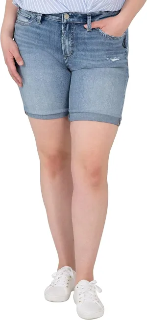 Silver Jeans Co. Women's Plus Size Avery High Rise Curvy Fit Bermuda Short