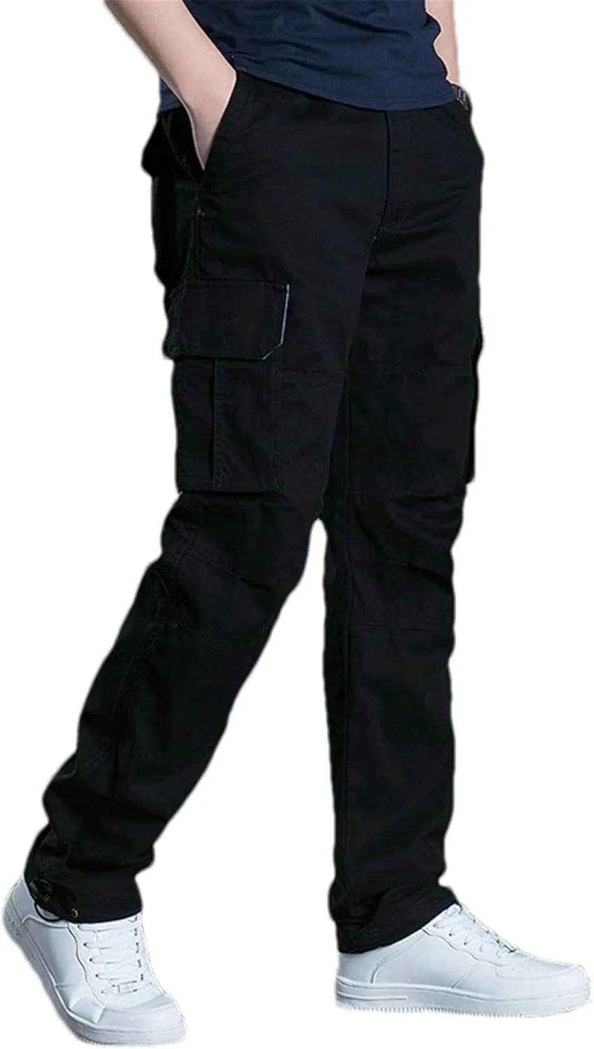 Spring and Autumn Thick Multi-Pocket Overalls Men Loose Outdoor Sports Trousers Cotton Work Casual Pants