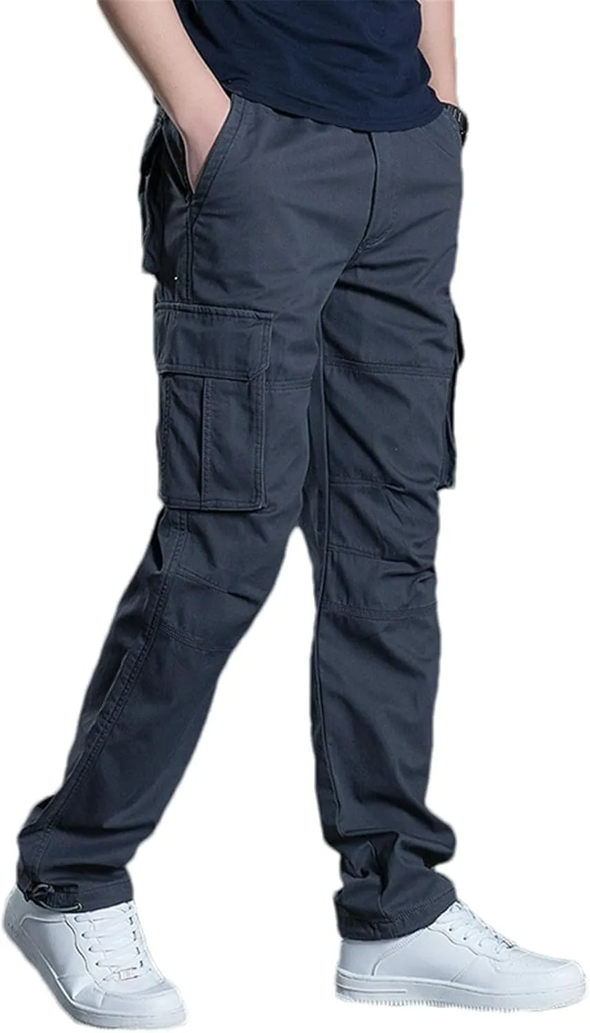 Spring and Autumn Thick Multi-Pocket Overalls Men Loose Outdoor Sports Trousers Cotton Work Casual Pants