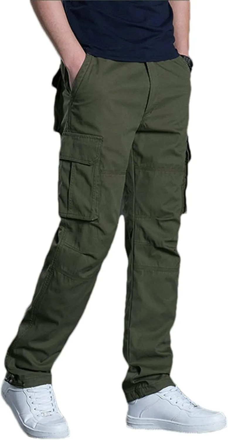 Spring and Autumn Thick Multi-Pocket Overalls Men Loose Outdoor Sports Trousers Cotton Work Casual Pants