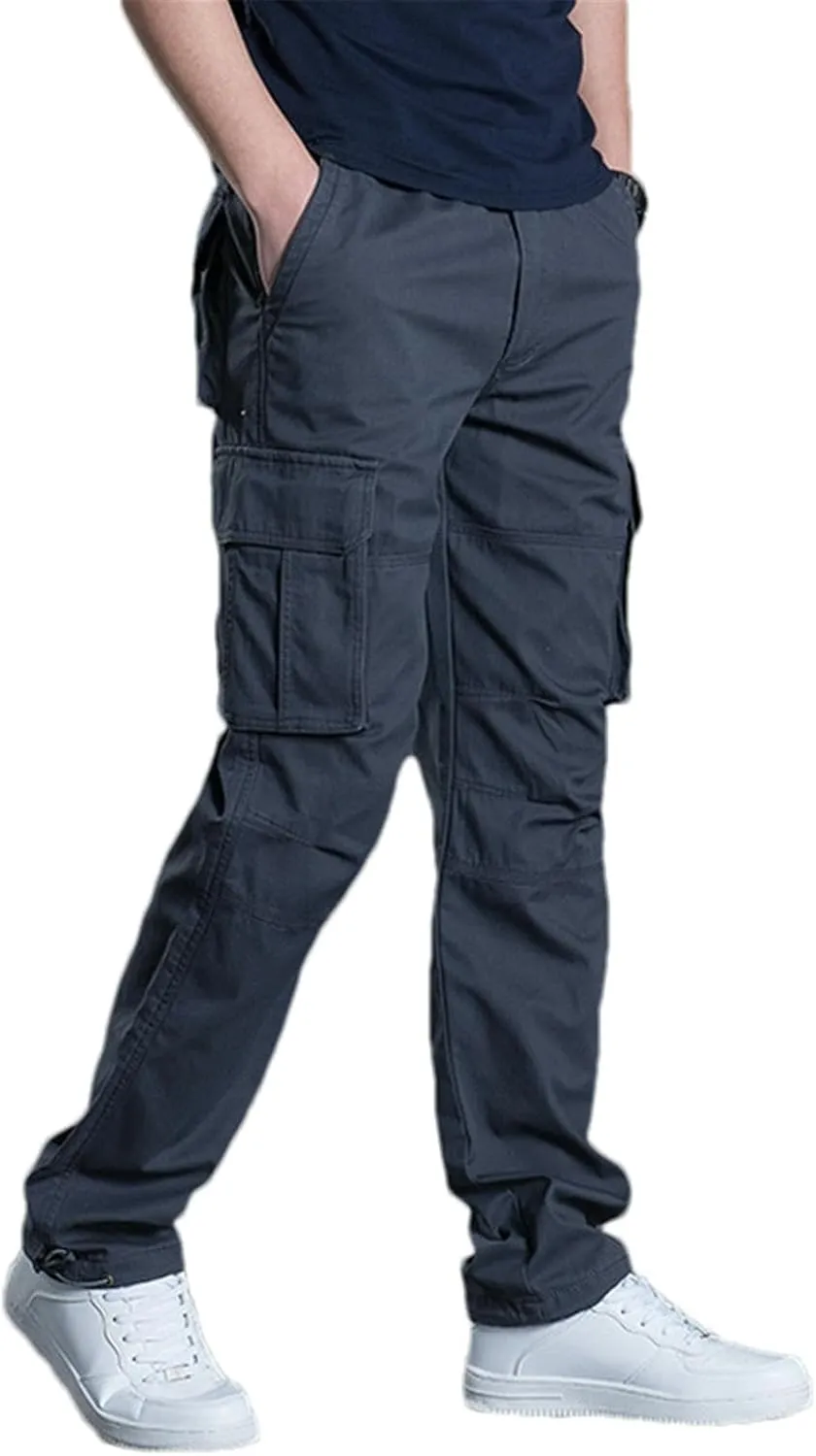 Spring and Autumn Thick Multi-Pocket Overalls Men Loose Outdoor Sports Trousers Cotton Work Casual Pants