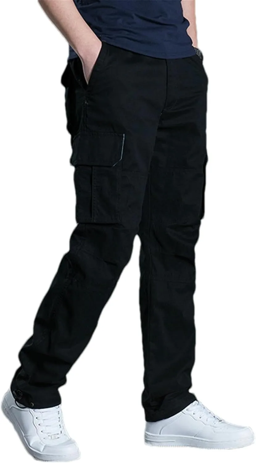 Spring and Autumn Thick Multi-Pocket Overalls Men Loose Outdoor Sports Trousers Cotton Work Casual Pants