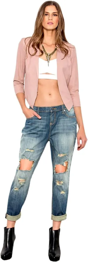 Standards & Practices Women's Stretch Denim Distressed Boyfriend Premium Jeans