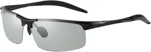 Sunglasses, Polarized Sunglasses Color Changing TAC Resin Lens Driving Glasses High Clarity Sun Protection Goggles for Outdoors Day Night Cycling Running