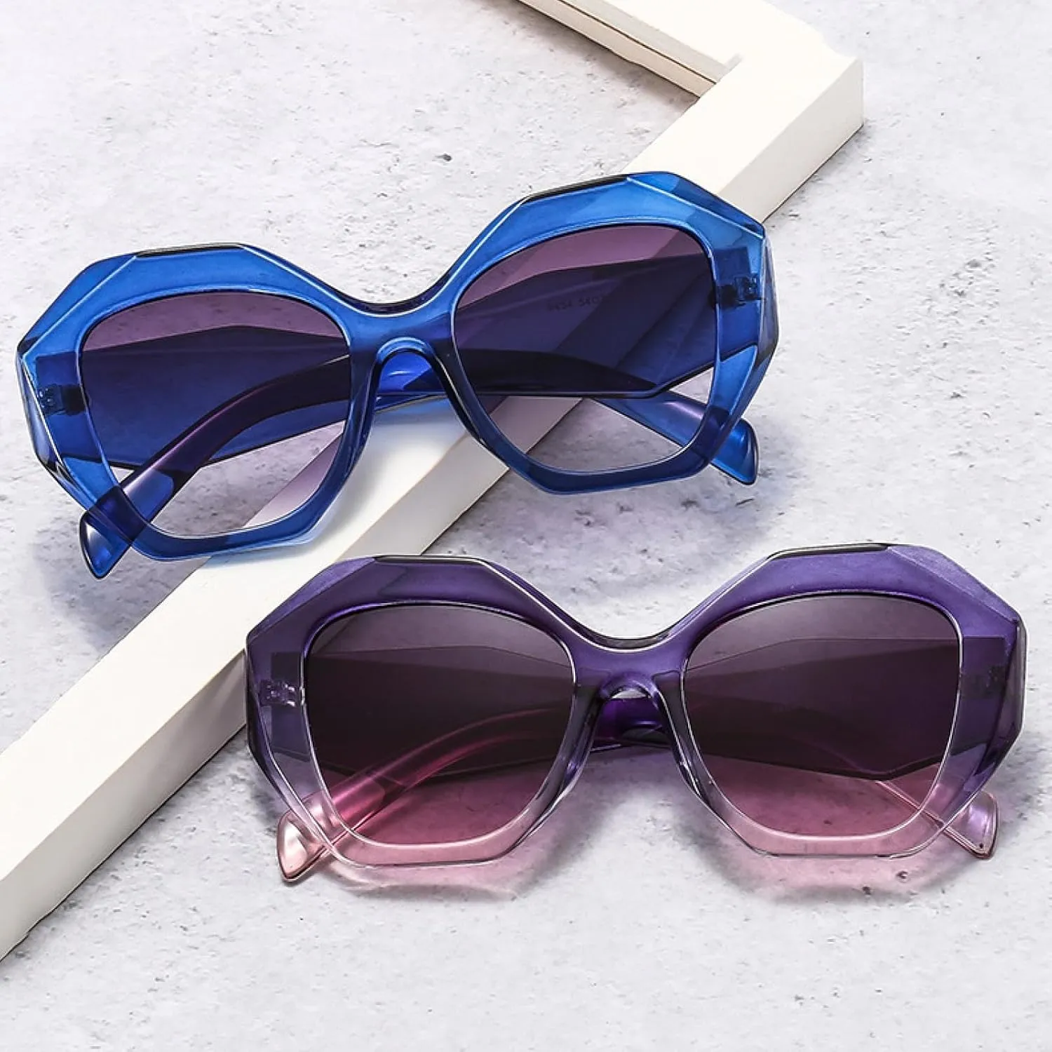 Sunglasses Women Fashion Punk Sun Glasses Female Purple Big Frame Glasses Men Vintage Gradient Eyewear