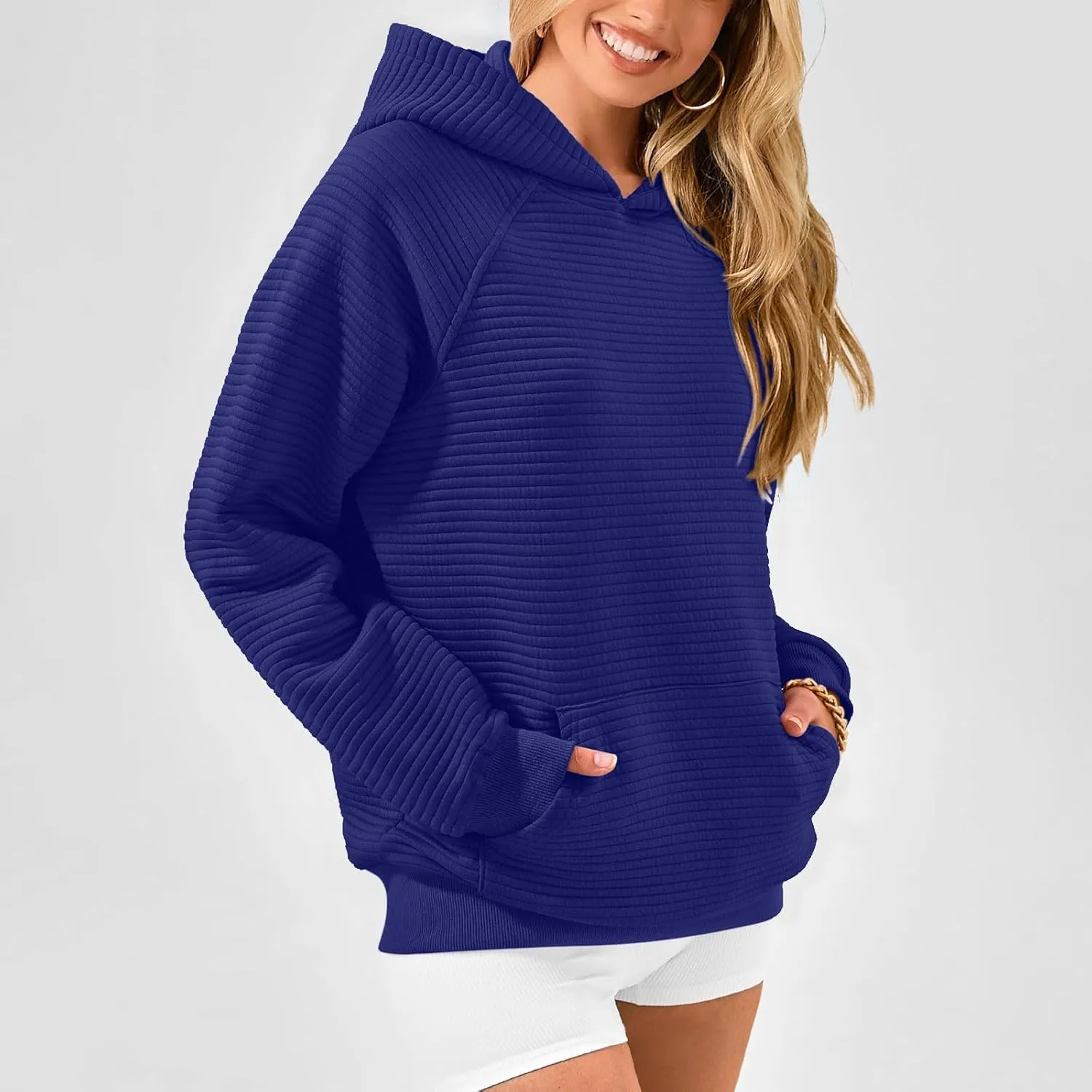 Sweatshirt for Women Long Sleeve Casual Loose Sweater Trendy Fleece Pullover Top with Pocket 2024 Fall Clothes