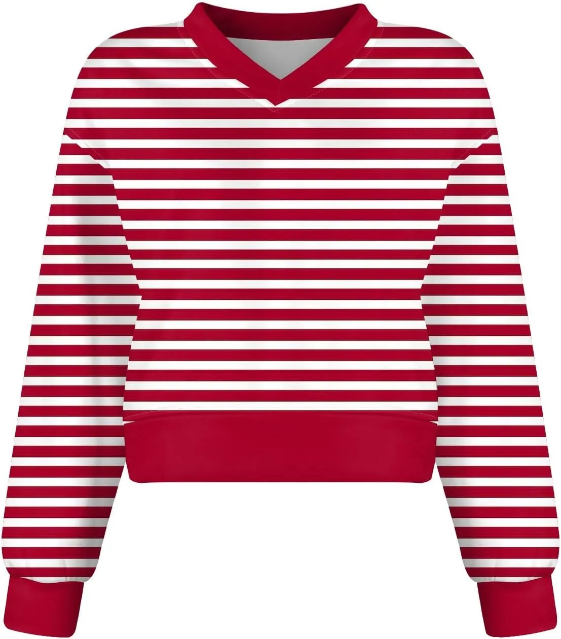 Sweatshirts For Women Casual Fashion Sexy Comfortable V-Neck Long Sleeve Striped Graphic Printed Sports Sweatshirt Top