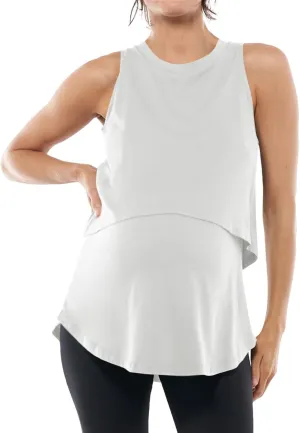 Tankaneo Womens Summer Maternity Nursing Tank Tops Sleeveless Double Layer Breastfeeding Shirt Pregnancy Clothes