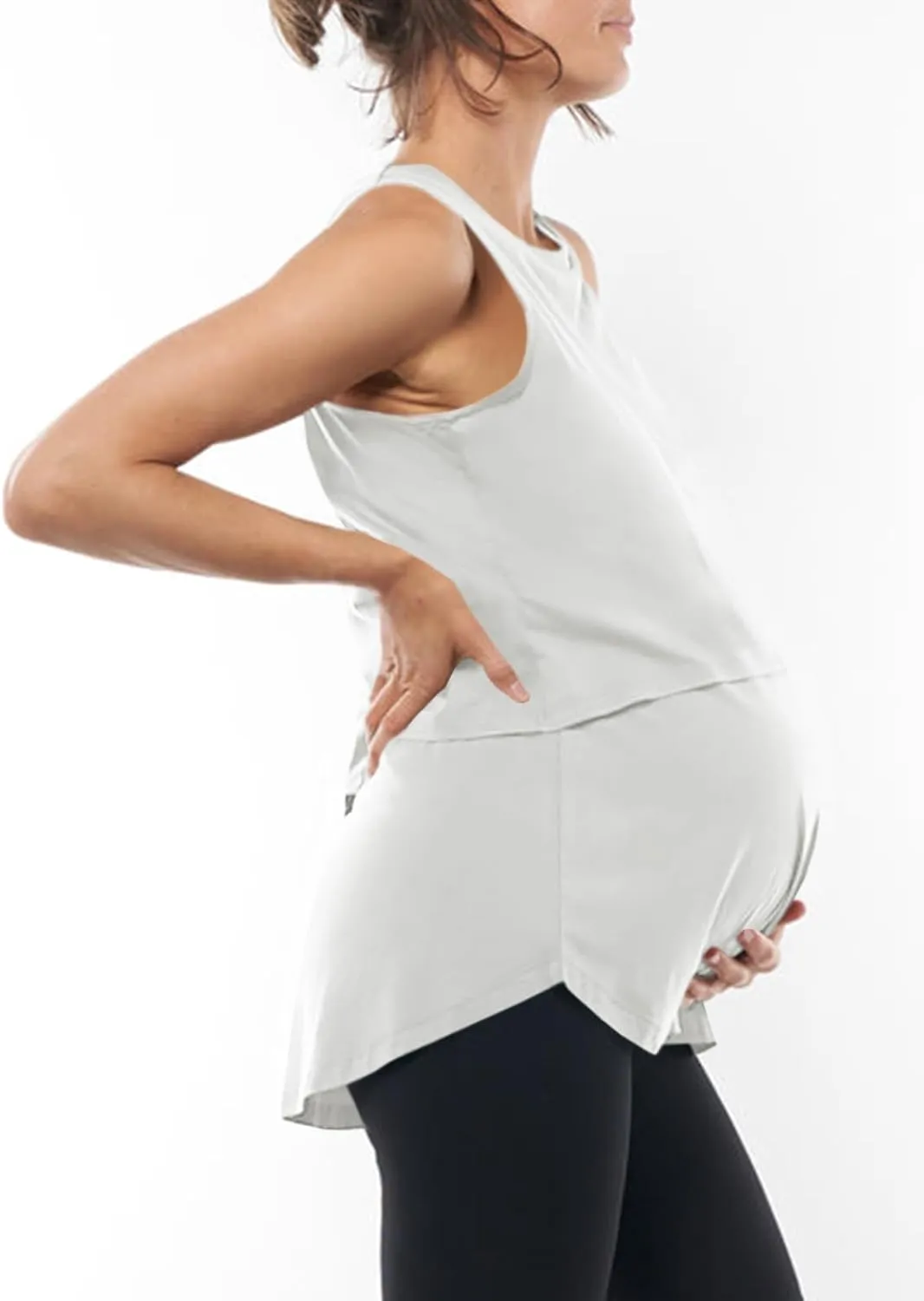 Tankaneo Womens Summer Maternity Nursing Tank Tops Sleeveless Double Layer Breastfeeding Shirt Pregnancy Clothes