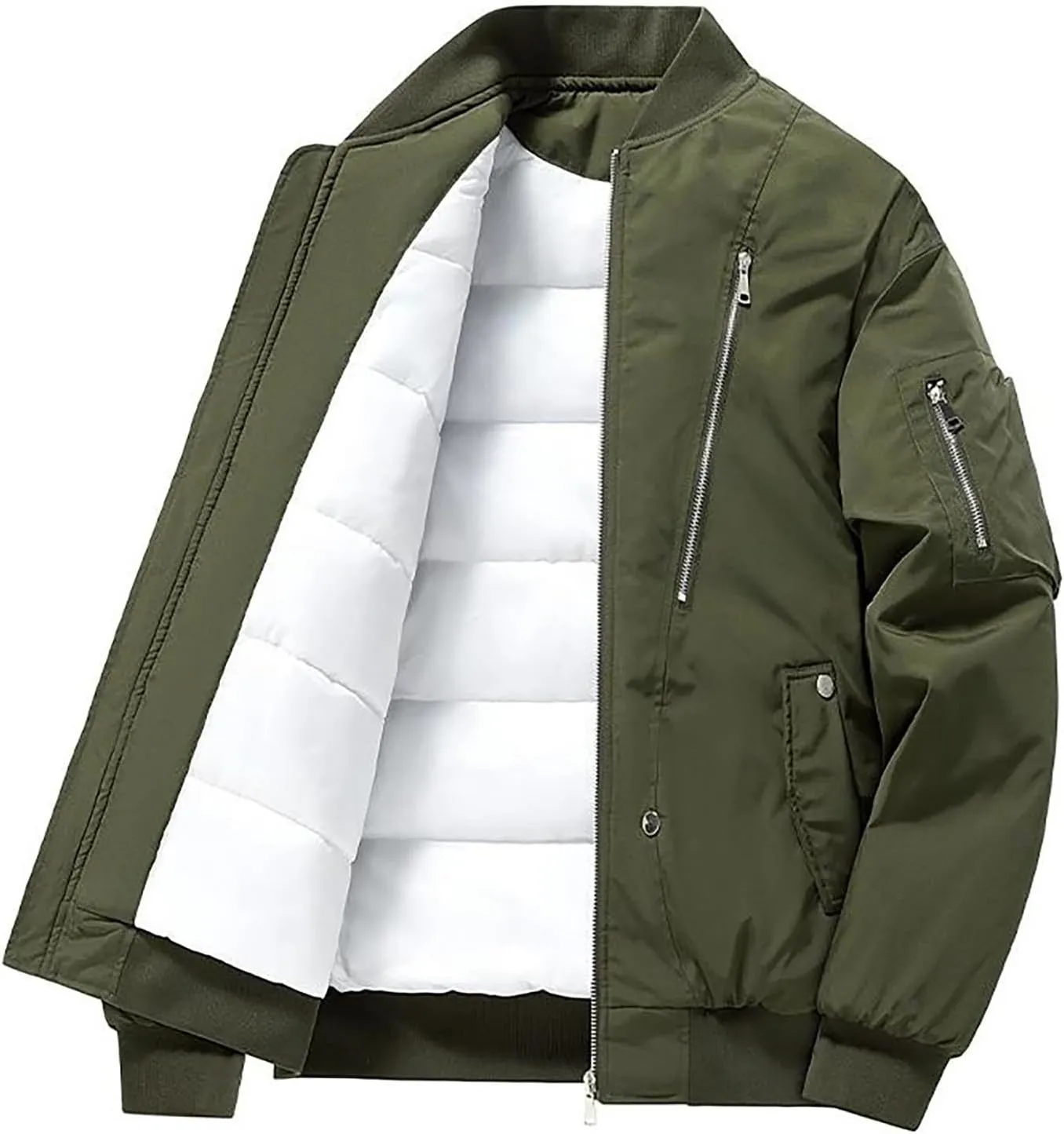 Teen Boys Puffer Jacket, Workout Zip Up Long Sleeve Puffer Jackets Lightweight Bubble Jackets Thicken Down Parka Jacket Men