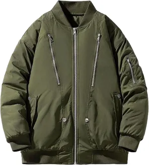 Teen Boys Puffer Jacket, Workout Zip Up Long Sleeve Puffer Jackets Lightweight Bubble Jackets Thicken Down Parka Jacket Men