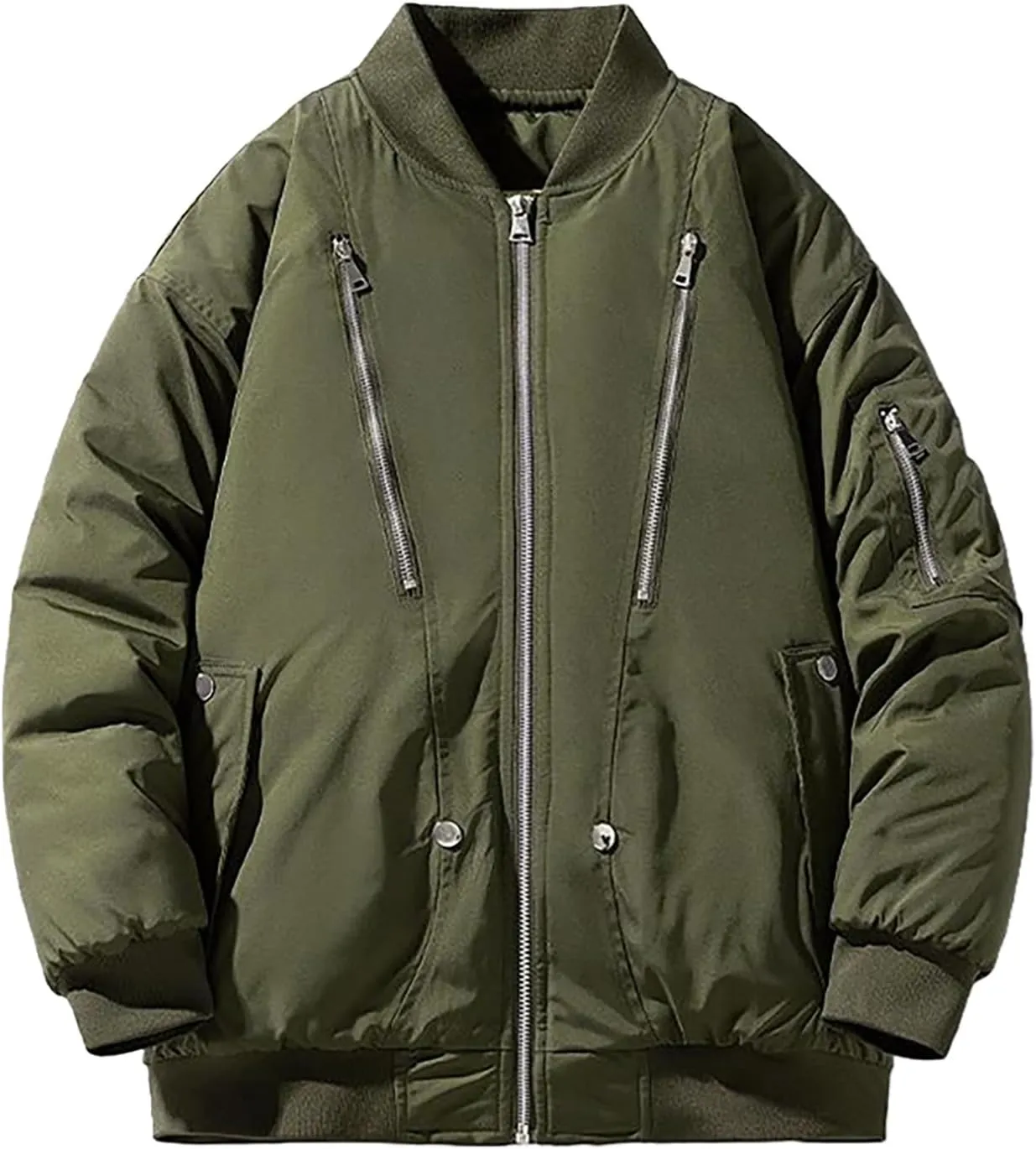 Teen Boys Puffer Jacket, Workout Zip Up Long Sleeve Puffer Jackets Lightweight Bubble Jackets Thicken Down Parka Jacket Men